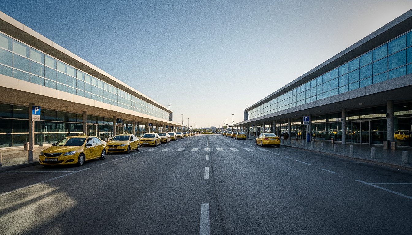 Taxistand zwischen Terminal 1 und Terminal 2 des Flughafens Thessaloniki